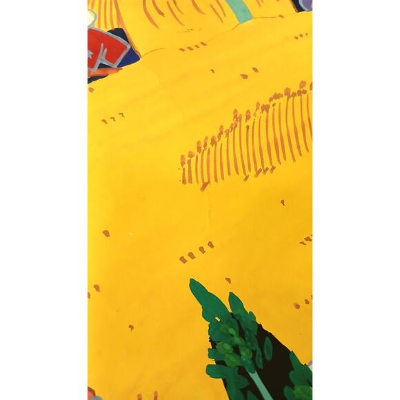 Chinese Folk Art Painting Gouache Farmer Great Harvest FarmHouse Decor 31x21.5" - Picture 10 of 14